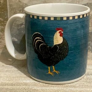 Rooster Mug Warren Kimble Ceramic Coffee Mug 12oz. 1999 Sakura Blue Country Farm
